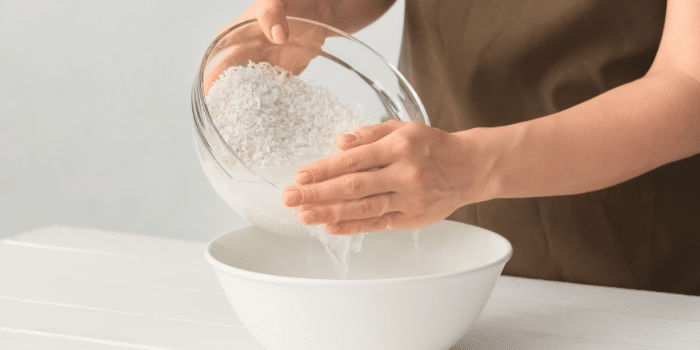 Rice water for dry skin treatment